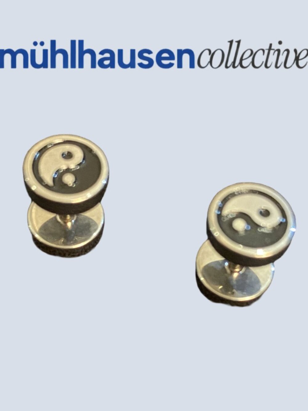 Mühlhausen Yin Yang Round Cufflinks - Black & White